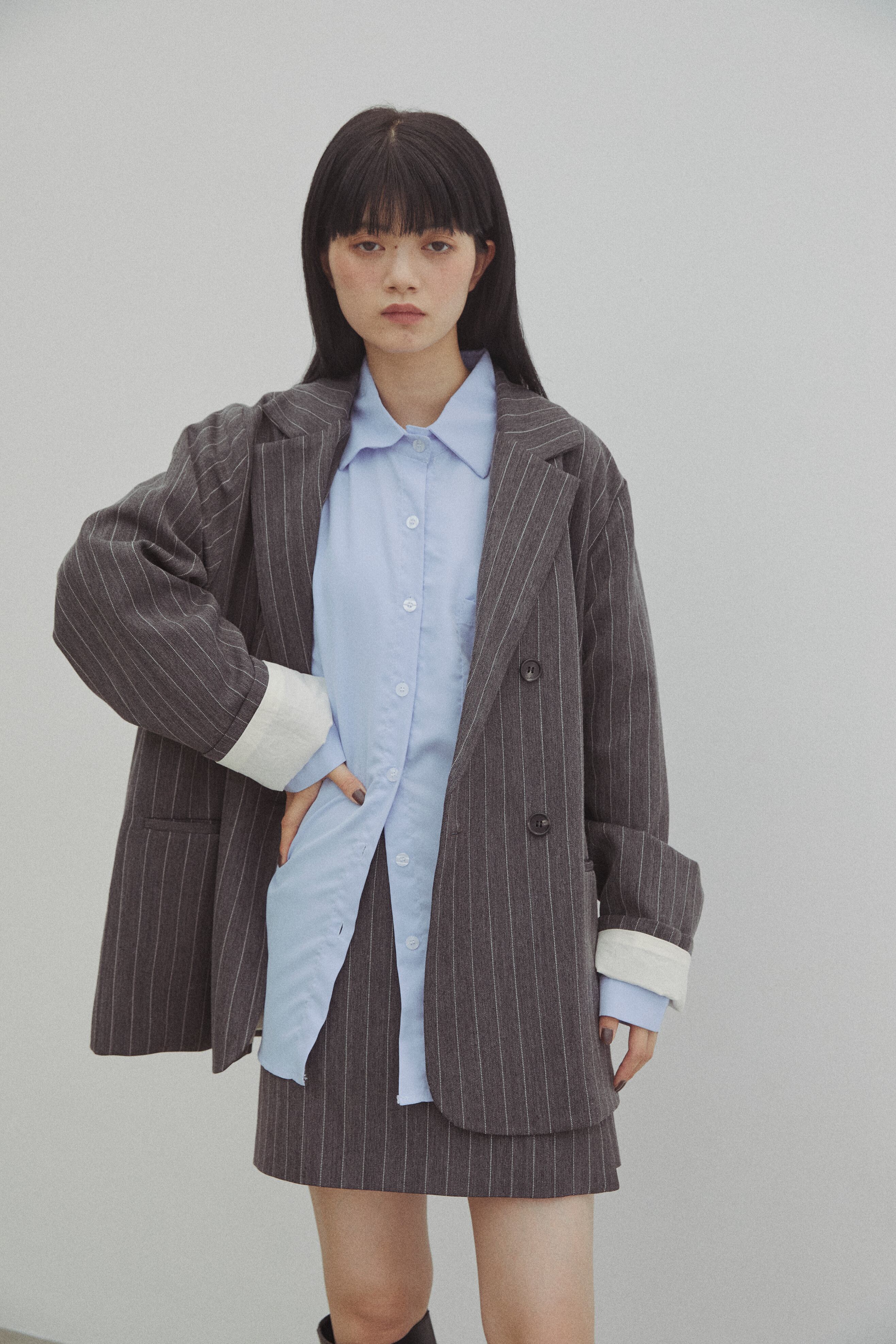 dium. Herringbone Over Size Jacket ブラック DU250709 Herringbone Over Size Jacket 【set up可】 | dium.