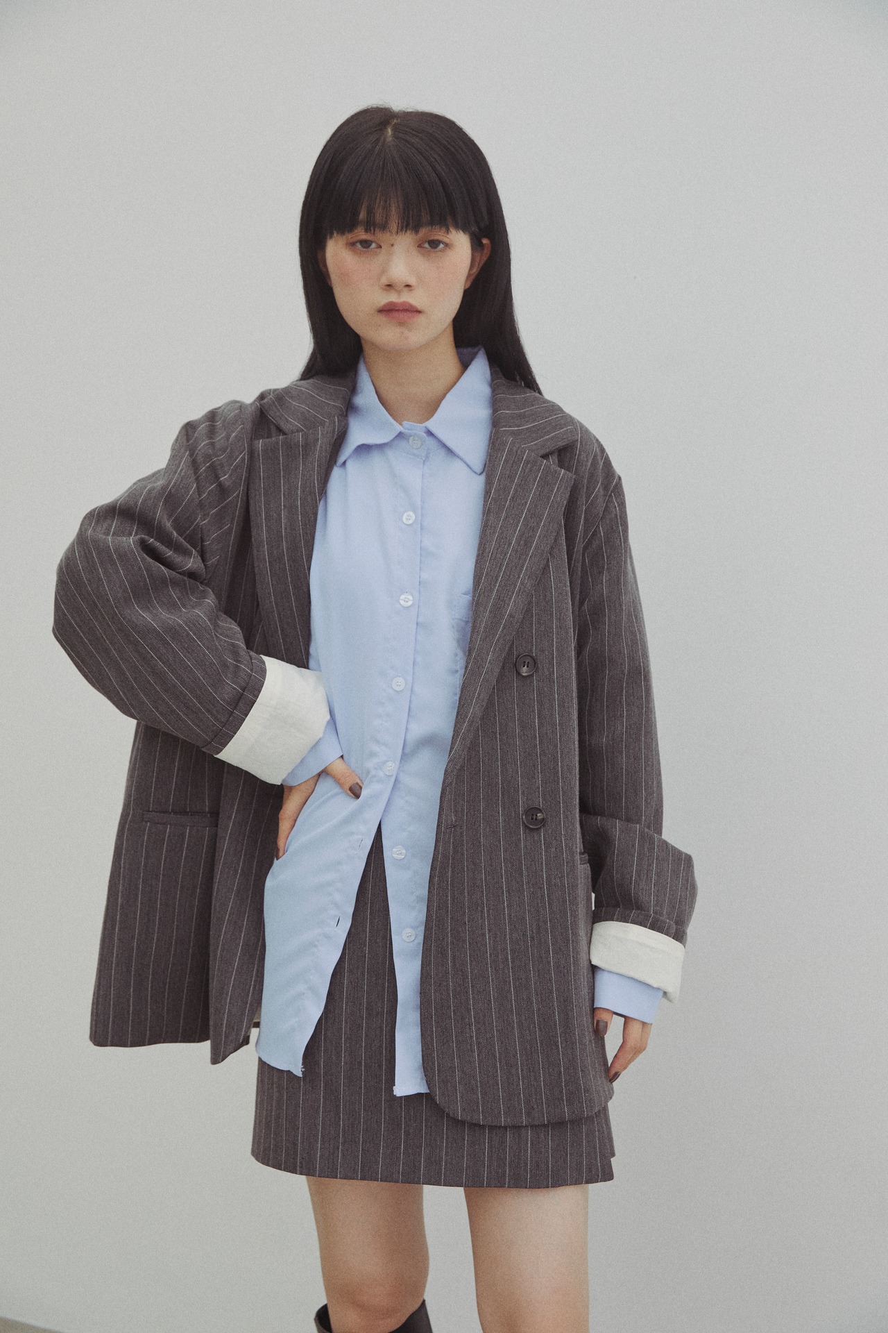 DU250709 Herringbone Over Size Jacket 【set up可】【残り4点】