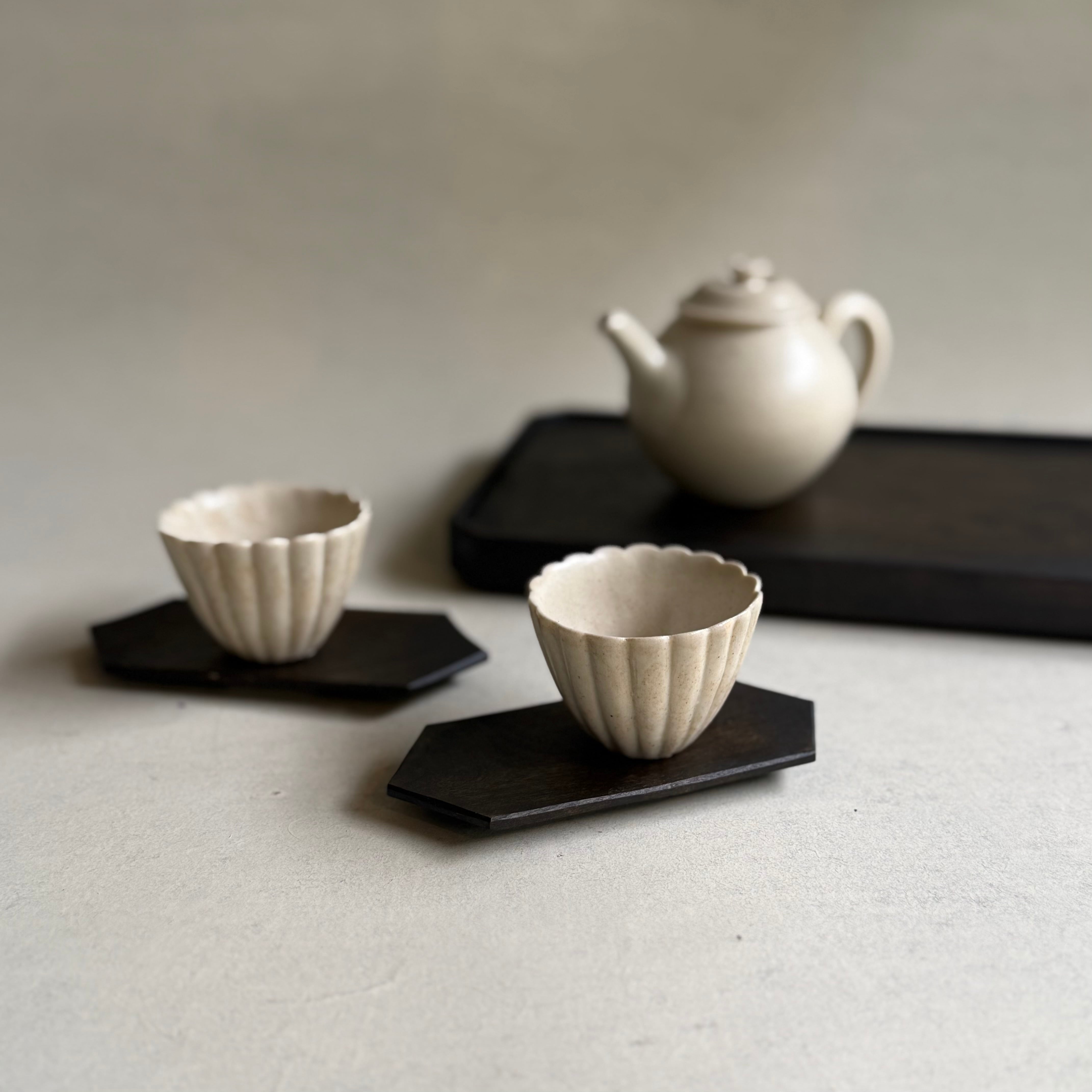 徒爾 双杯托 (六角) サクラ 黒漆(国産/松煙)