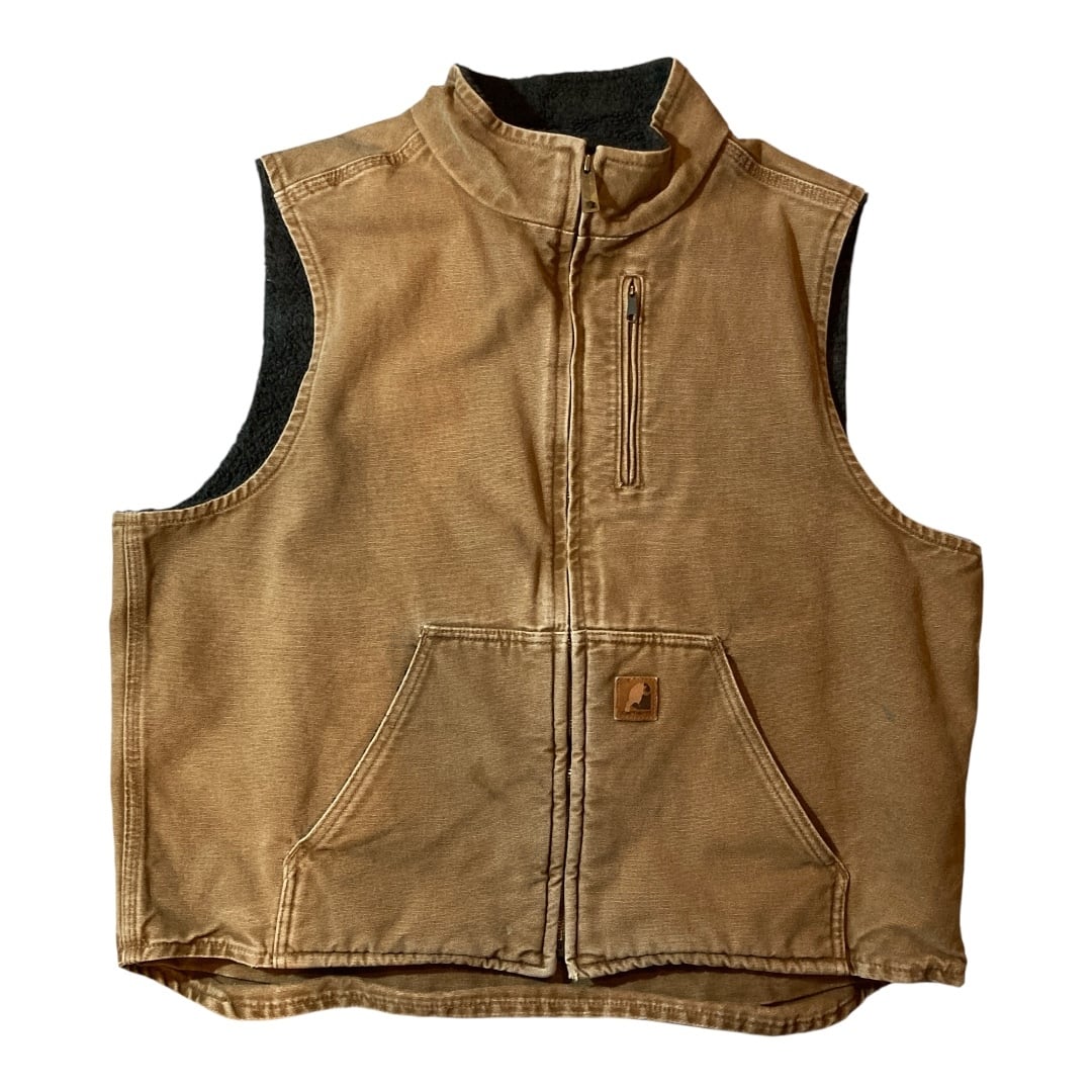 Carhartt カーハート ダックベスト ベージュ M　メキシコ製 F362】carhartt duck vest sizeXL made in Mexico / カーハート ダック