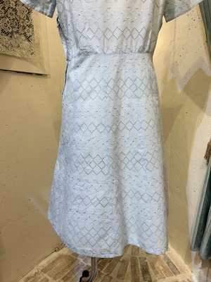50's ice blue cotton lace dress