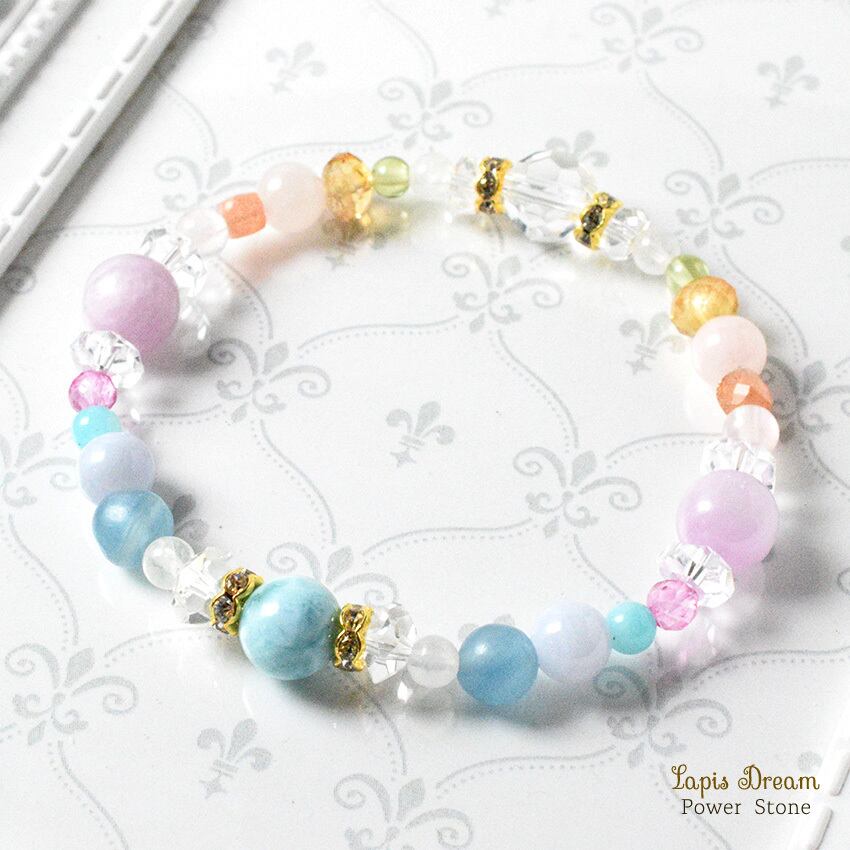 ストレスを緩和させて癒しを与えるお守り | ラリマー、クンツッァイトのパワーストーン ブレスレット