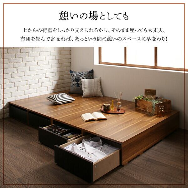 布団で寝られる おしゃれなヴィンテージ・モダン風 引き出し収納バイカラーベッド ベッドフレームのみ 引き出しなし セミダブル 組立設置付 布団で寝られる おしゃれなヴィンテージ・モダン風 引き出し収納バイ