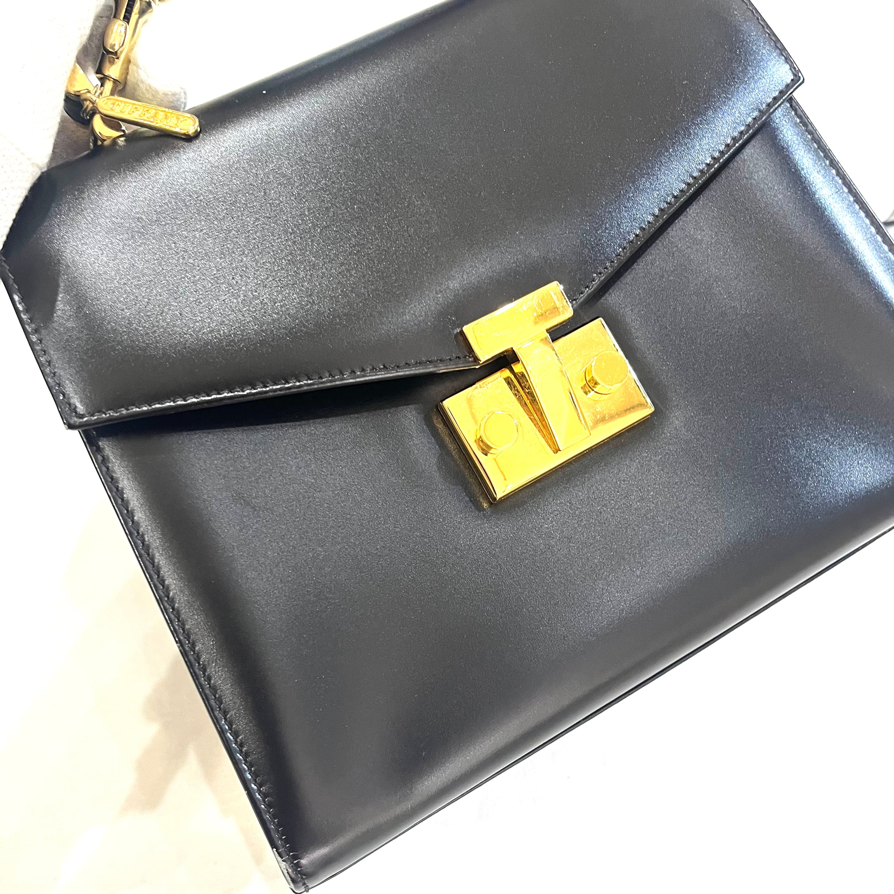 TIFFANY&CO.】2613 本革レザー 2WAYショルダーバッグ レザー ブラック
