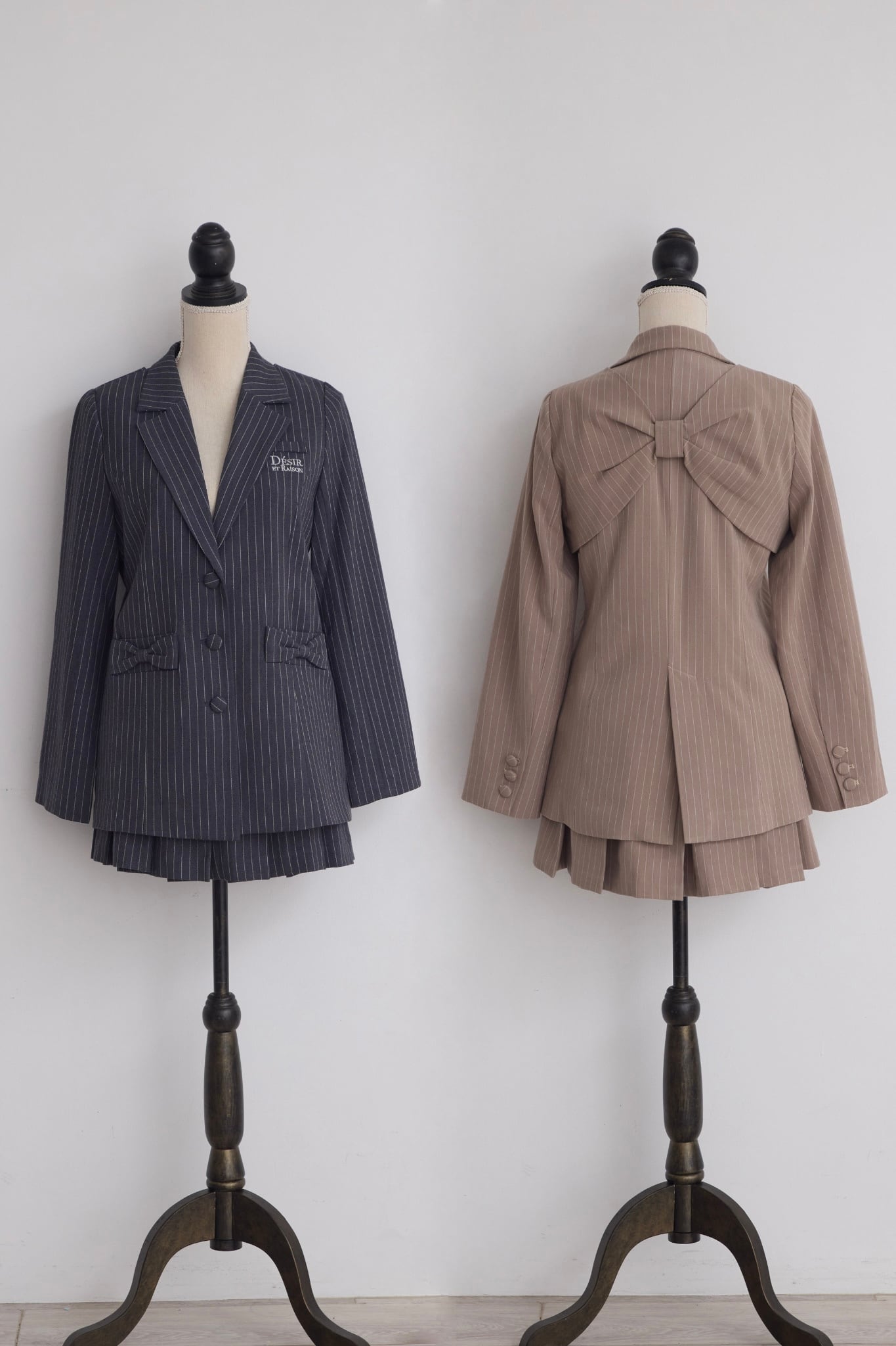 ribbon jacket setup(gray,beige)