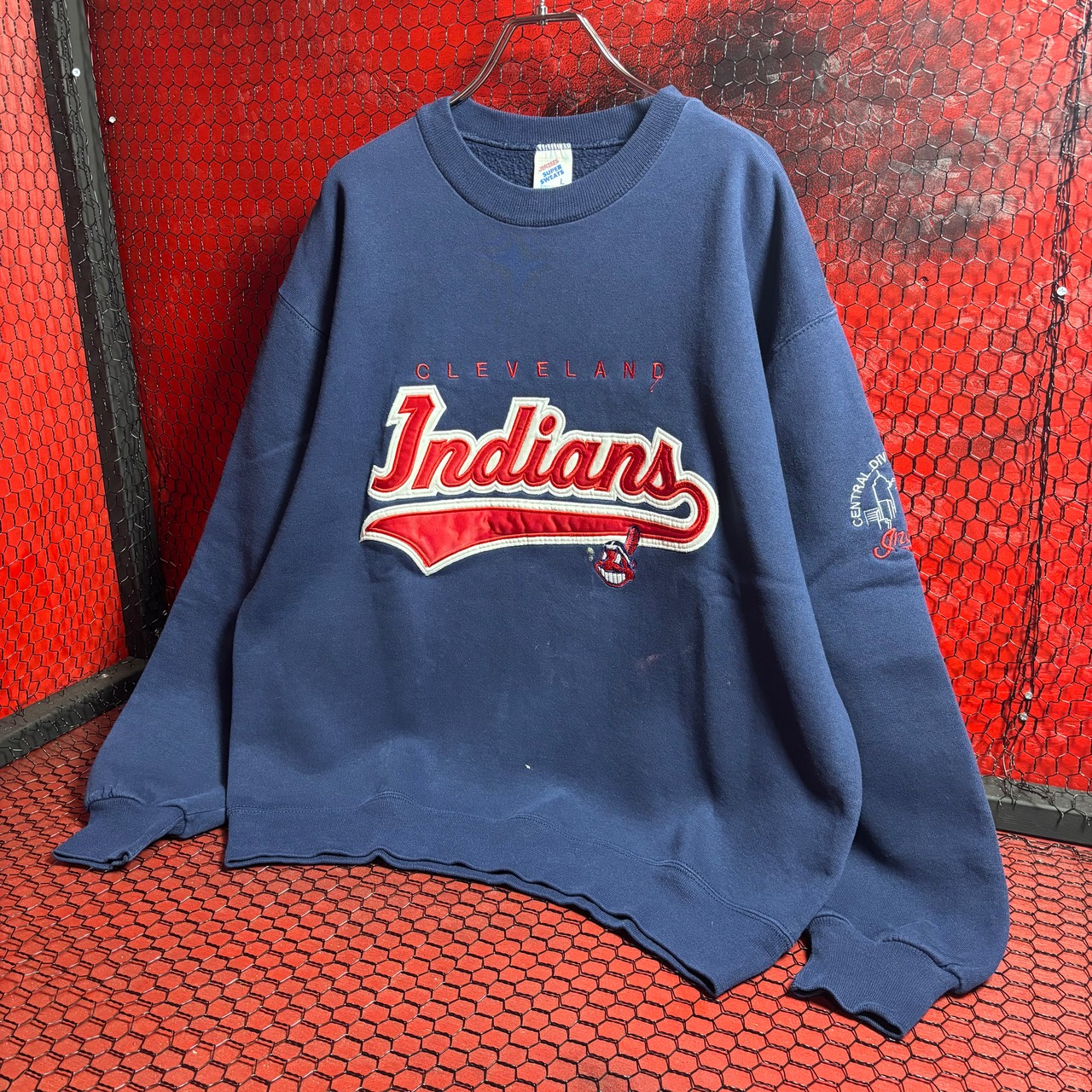 1990s USA インディアンズ　スウェット　INDIANS MLB ネイビー　ジャージーズ