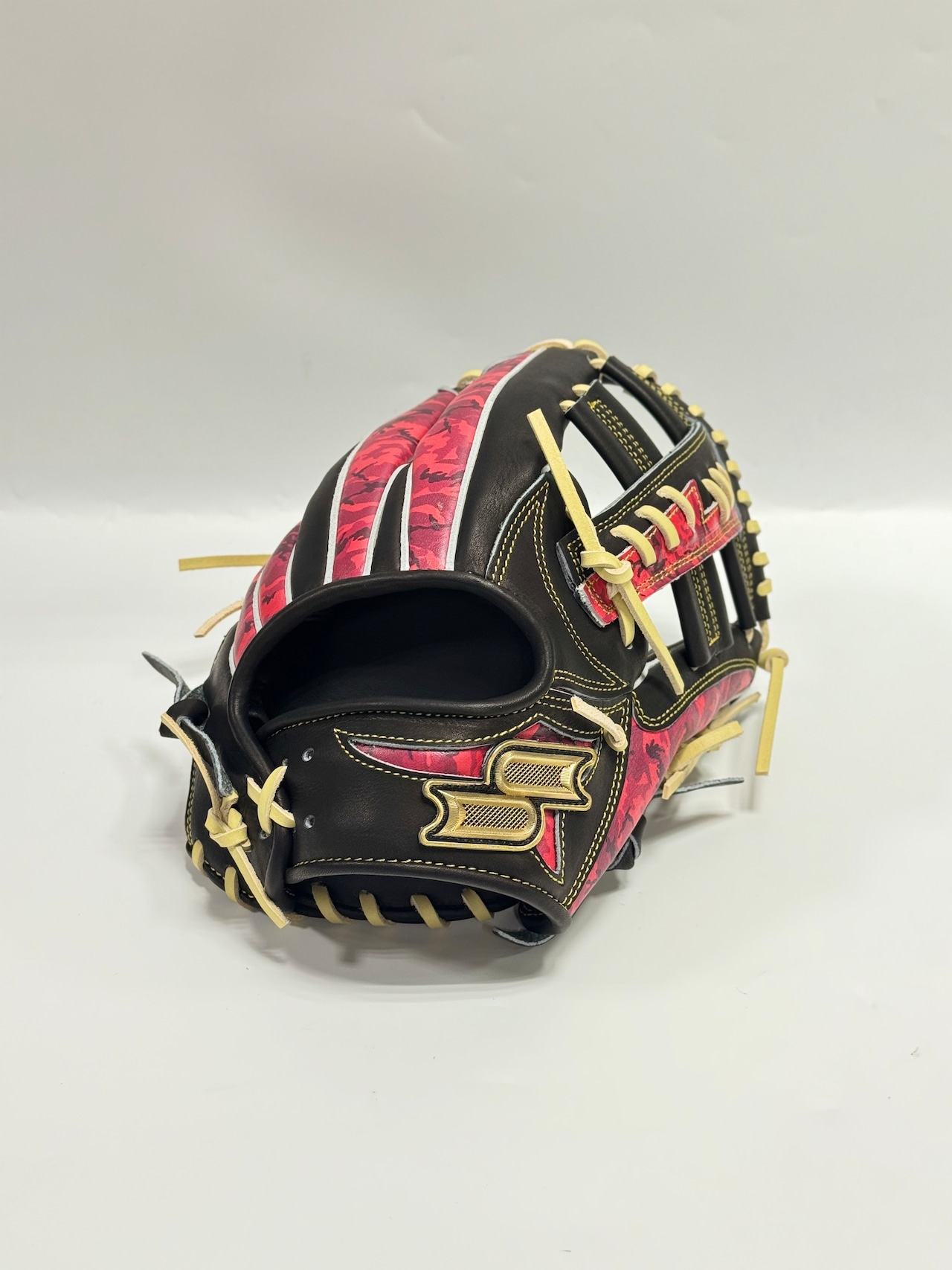 SSKーエスエスケイ 限定軟式グラブ 矢野雅哉・田中幹也選手モデル 右投げ用 761型 ブラック/レッド×キャメル・画像2