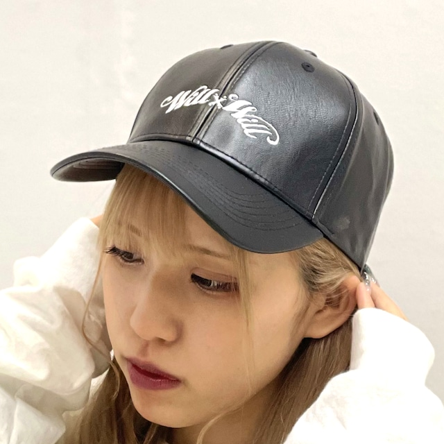 WillxWill Logo Pu Leather Cap BlackxWhite