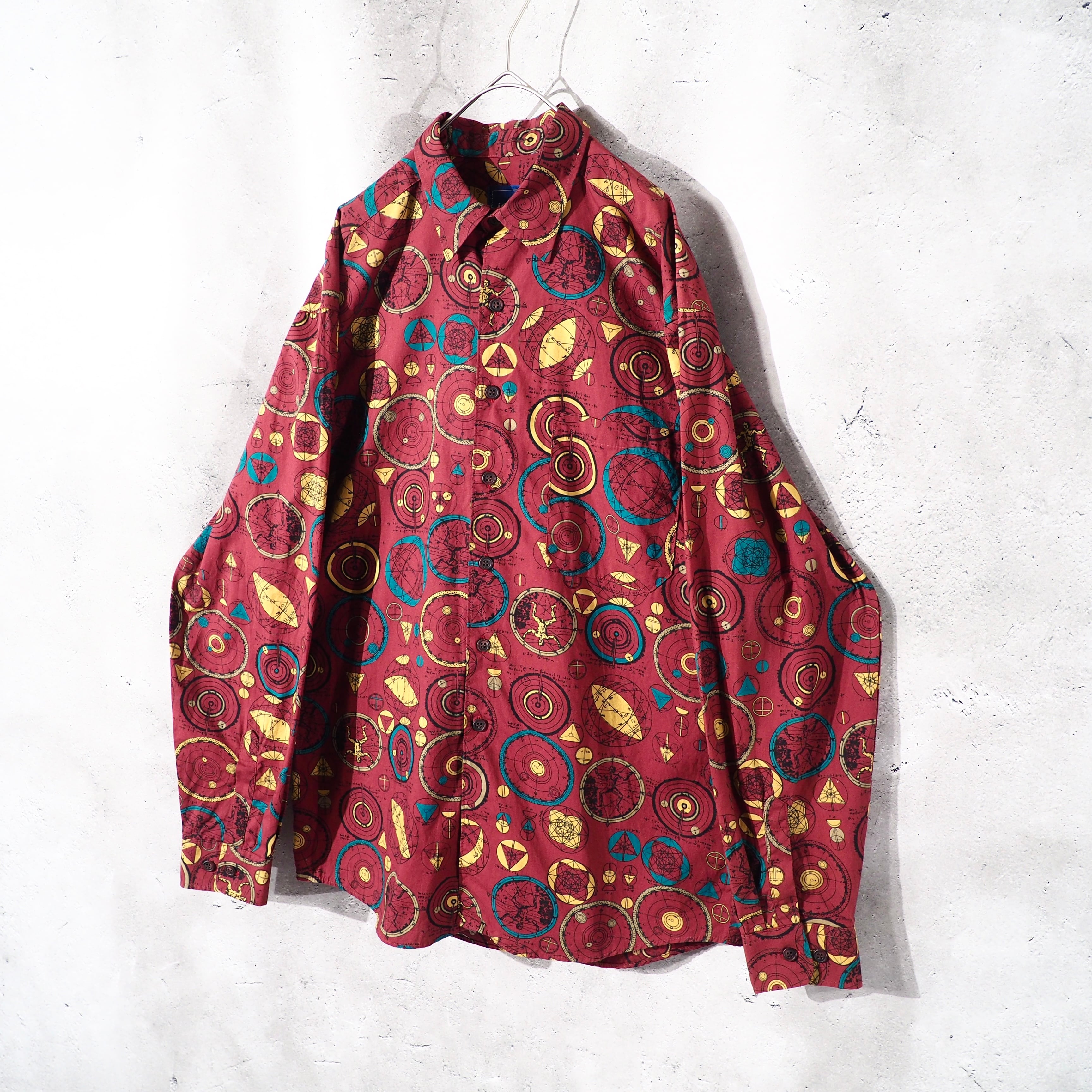 1990s Total shapes pattern Design vintage Loose shirt