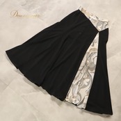 社交ダンス 衣装 Sanline サンリーヌ スカート レッスンウェア ブラック系 植物柄 フレアスカート シンプル ダンス レッスン 練習 ダンス衣装 練習着 社交ダンス衣装 ダンスレッスン ベージュ系 ブラウン系 ホワイト系 グレイ系 黒 白 茶 灰色 華やか かわいい おしゃれ 上品 大人っぽい