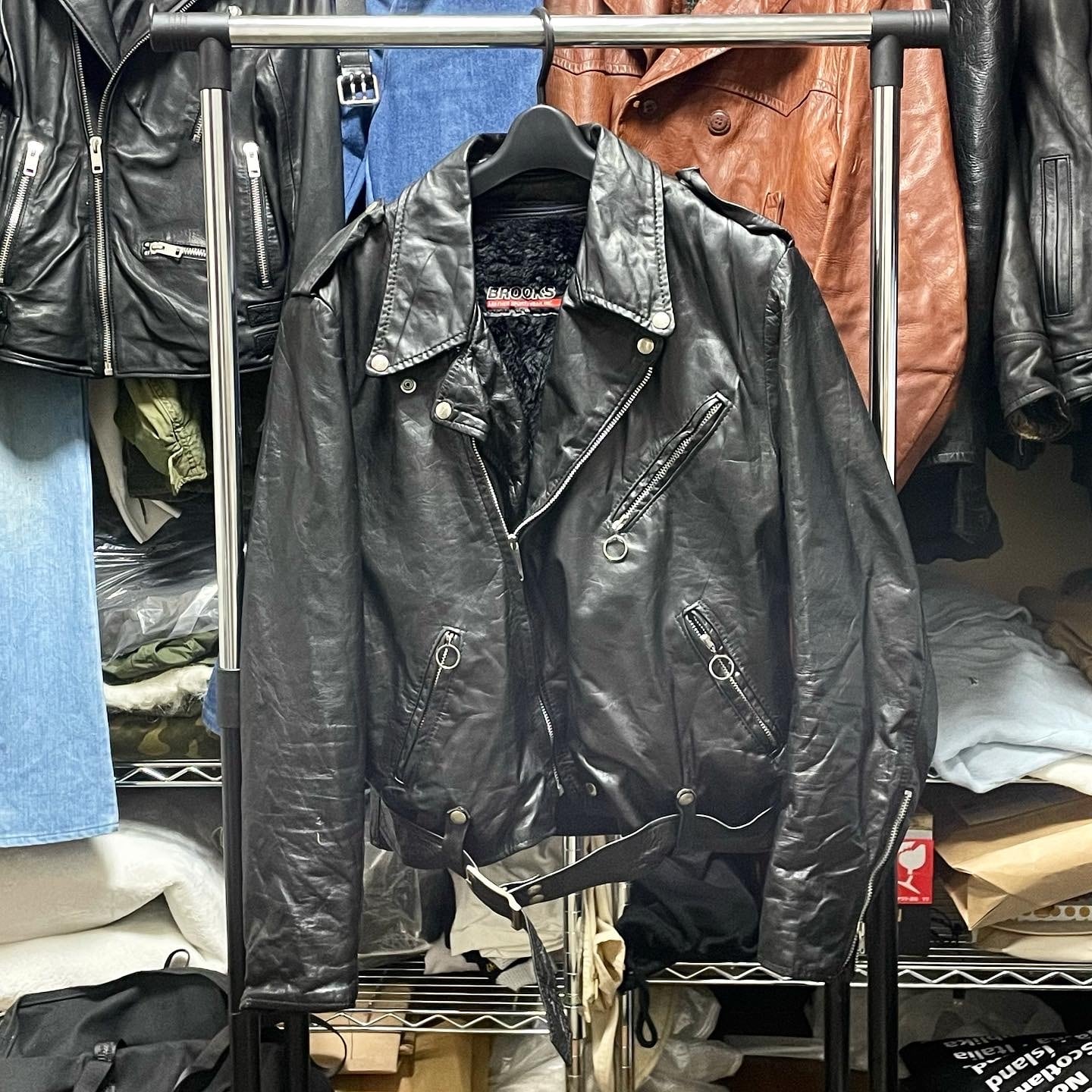 70s BROOKS LEATHER SPORTS WEAR レザージャケット ブラック ダブル