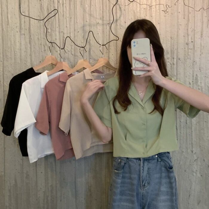 ホワイトシャツ サマー薄手ショート半袖スリーブトップス ハーフスリーブ 夏物 1号婦人92669827325