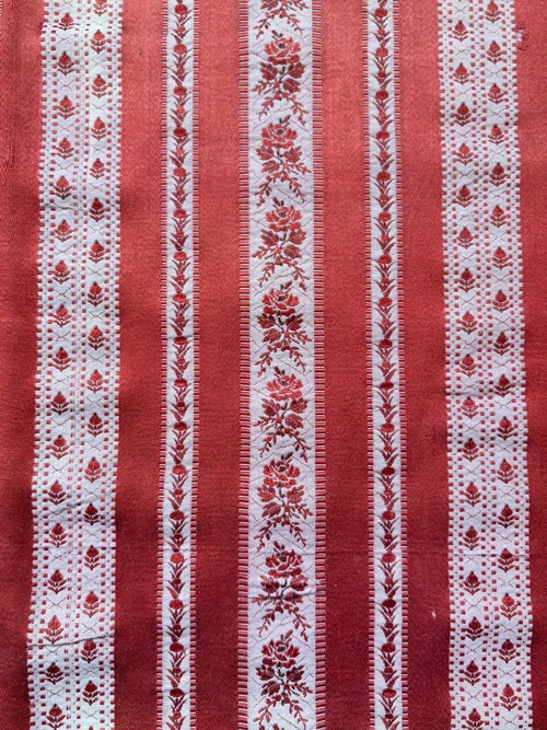 フランス アンティークファブリック 花柄 ストライプ ジャカード レッド 60cm×60cm インテリアファブリック カルトナージュ