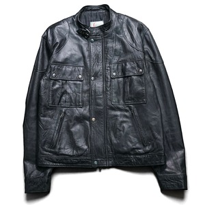 Vintage double zip lamb leather short jacket