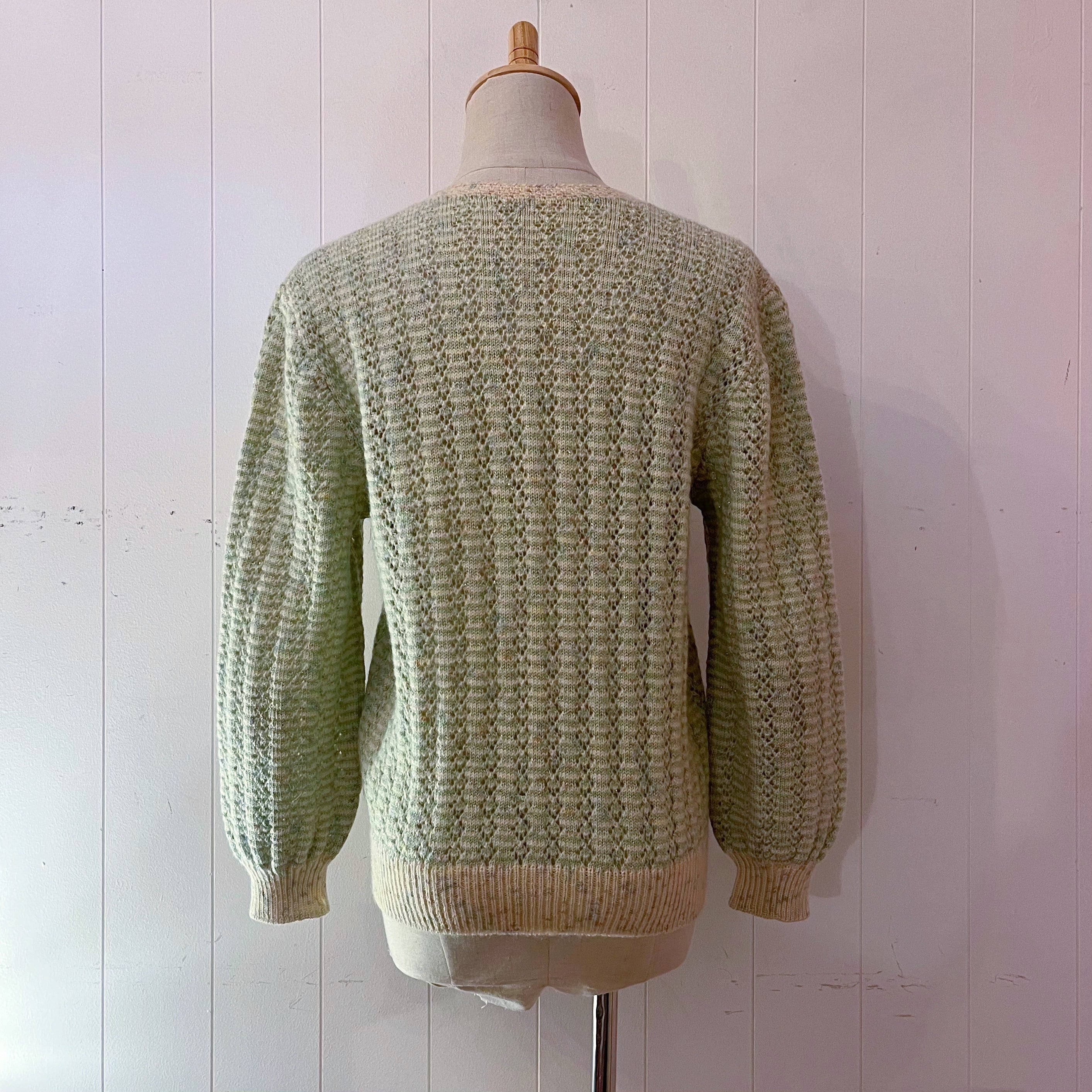 light green lame knit cardigan