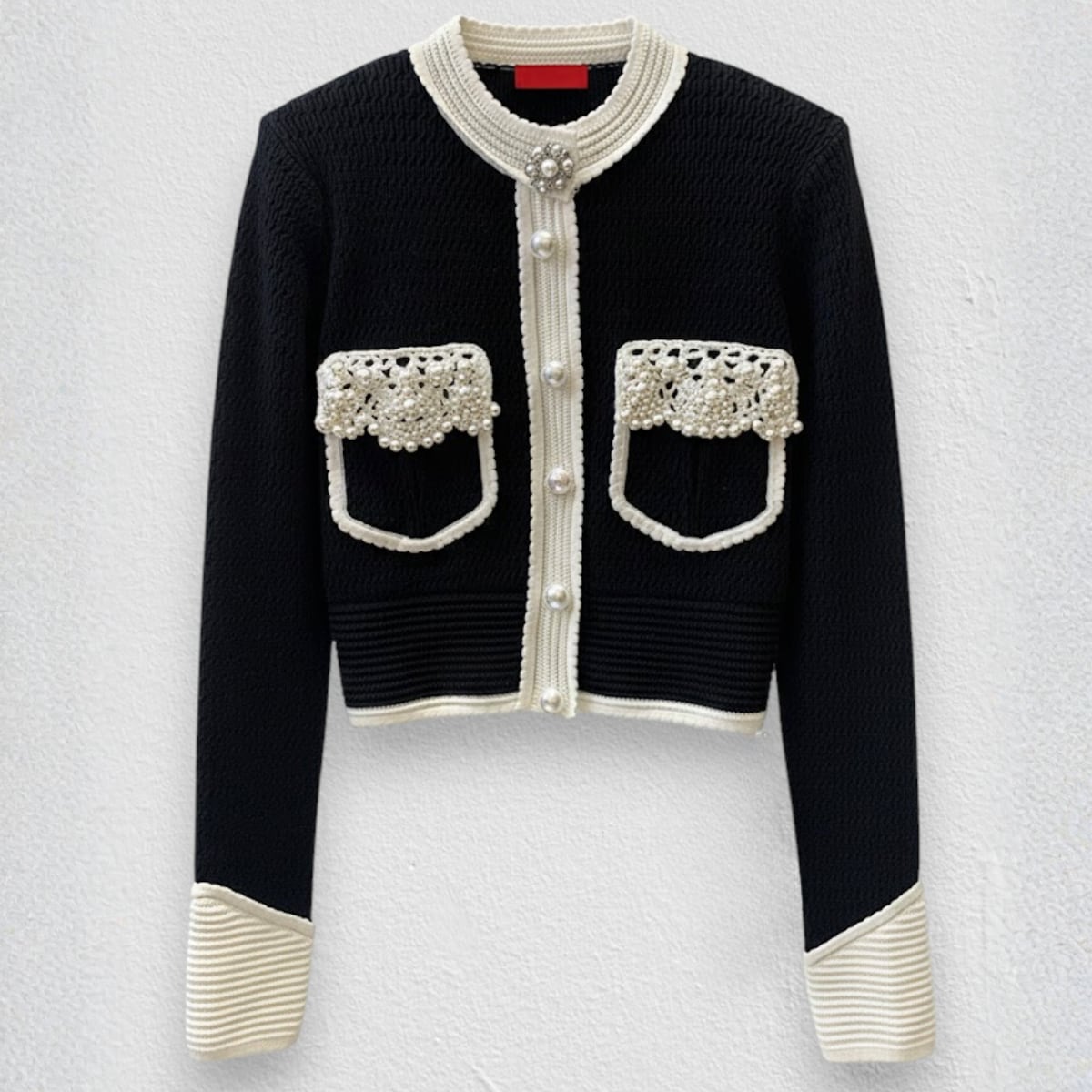 Contrast Trim Knit Cardigan ch0031