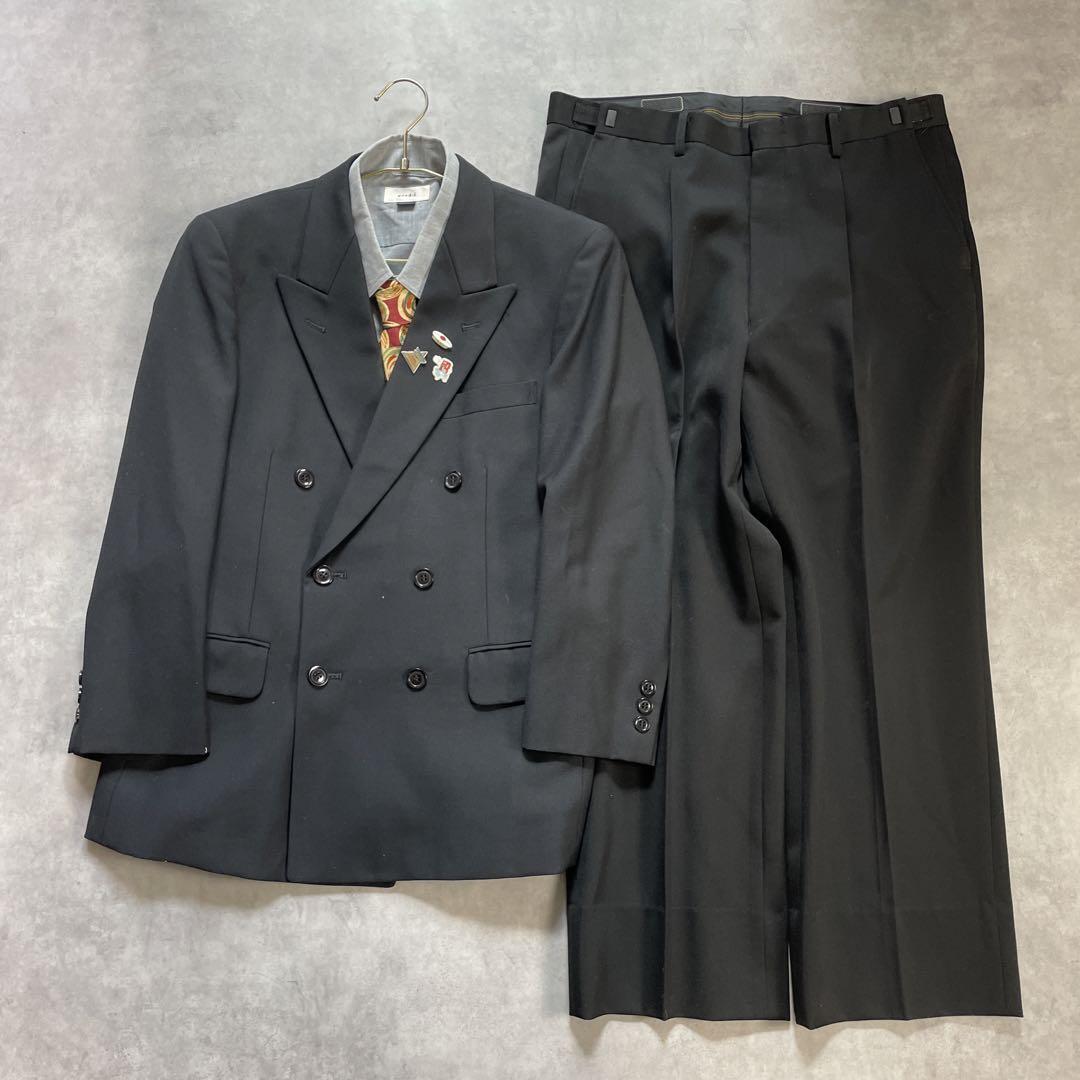 90s vintage スーツ ダブル セットアップ ピンズvol.54 黒赤