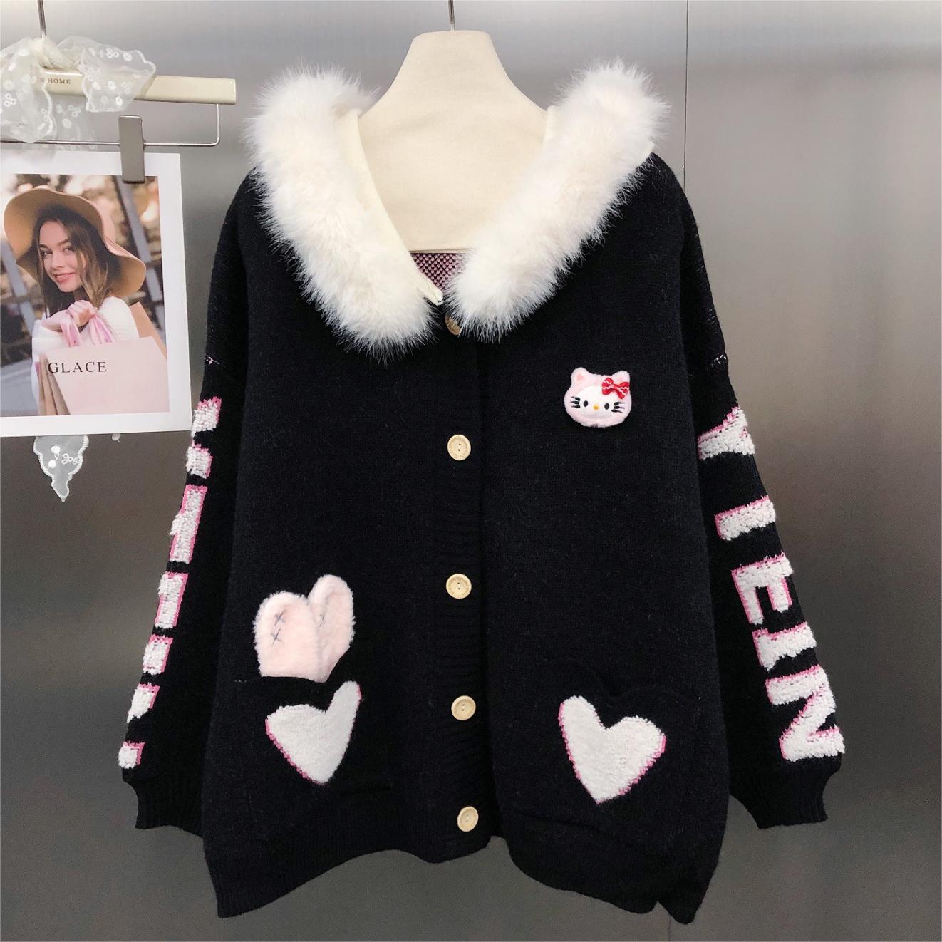 【outer】フードファーニットカーディガン K0539