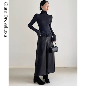 Fake Leather Wide Pants_P441