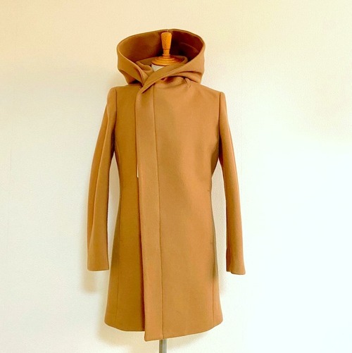 Melton Wool Wrap-Hooded Coat　Beige