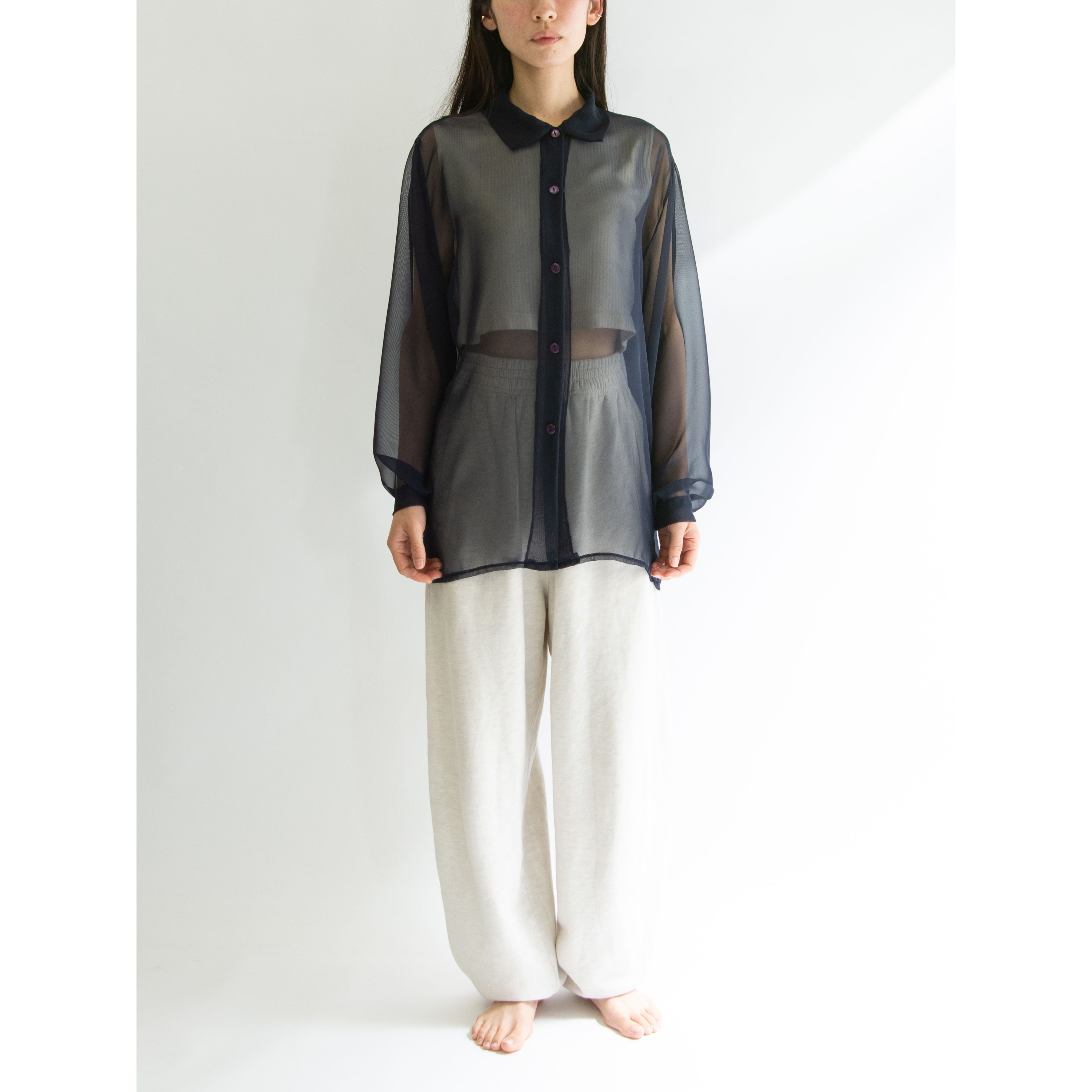【YOANN'S PARIS】Oversized Polyester Sheer Blouse（オーバーサイズ ポリエステル シアーブラウス）