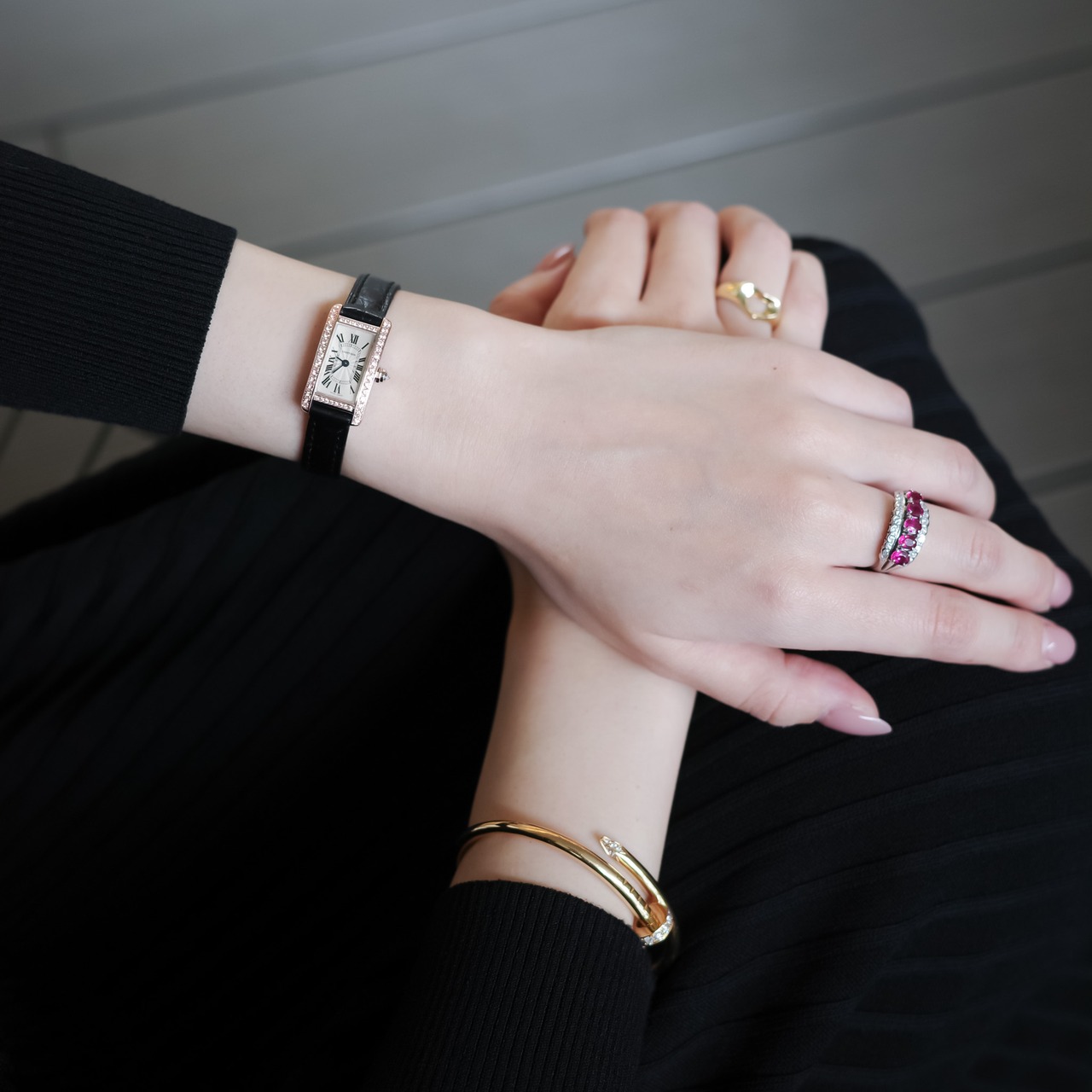 カルティエ タンク アメリカン ミニ PG 純正ダイヤモンド