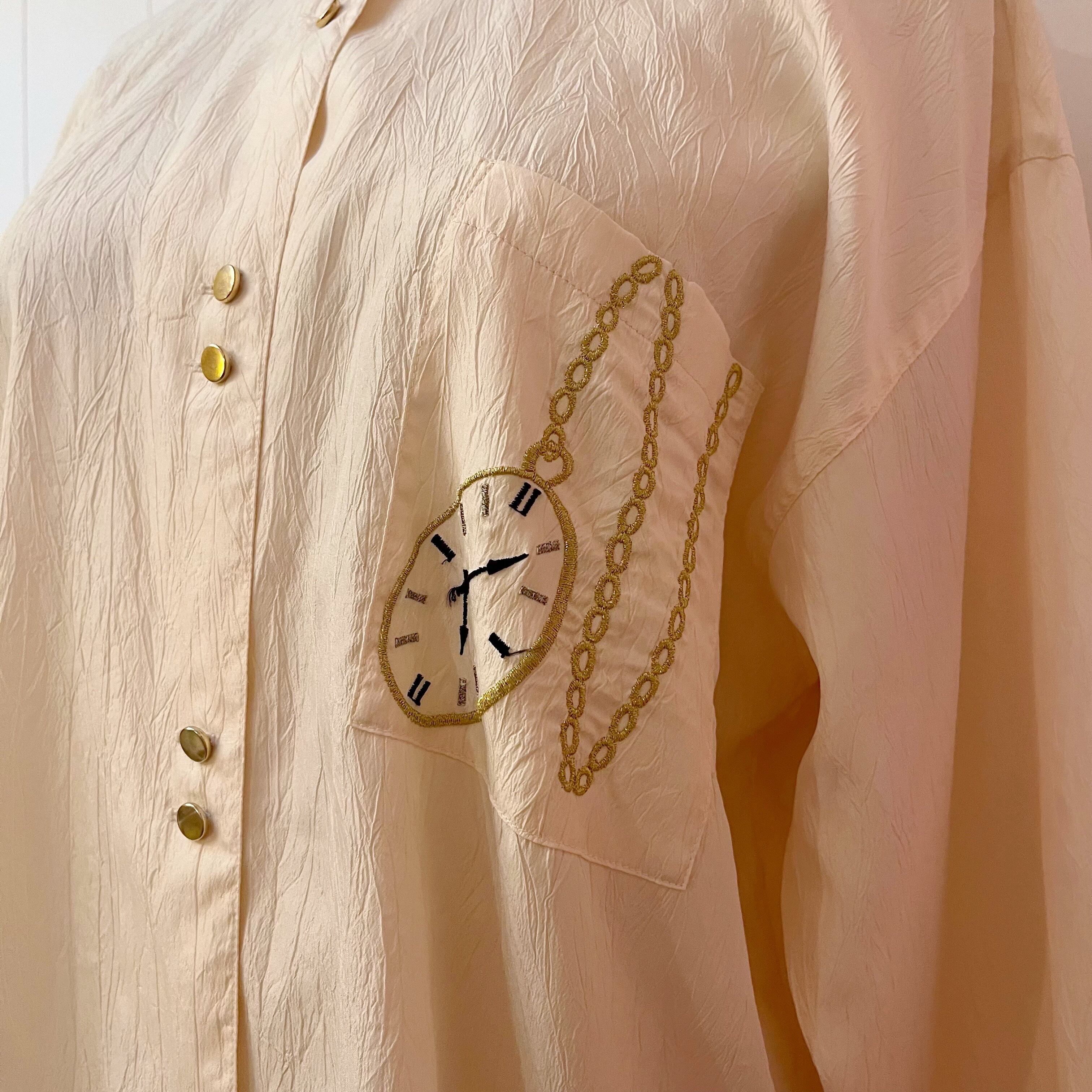 pocket watch crepe blouse