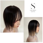 25アロエ(ブラック)人毛ウィッグピース