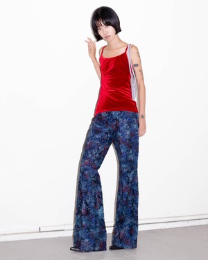 1970s floral jacquard flare trousers