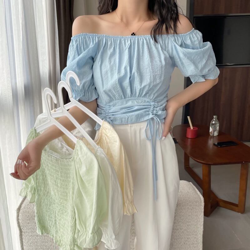 ホワイトシャツ トップス サマー薄手ギャザー 夏物 1号婦人4126610119