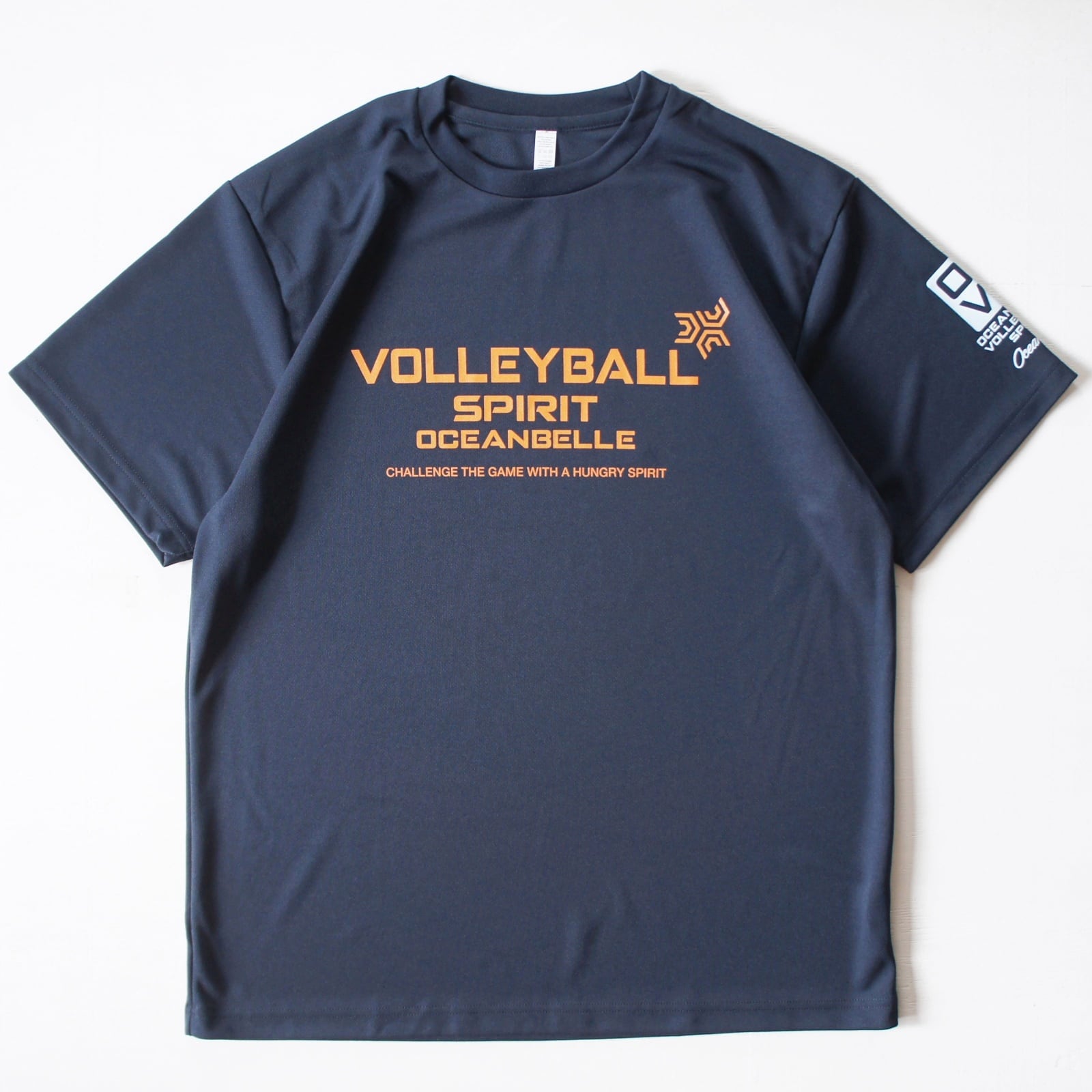 ドライTシャツ VolleyBall SPIRIT by OCEANBELLE（ネイビー×オレンジ