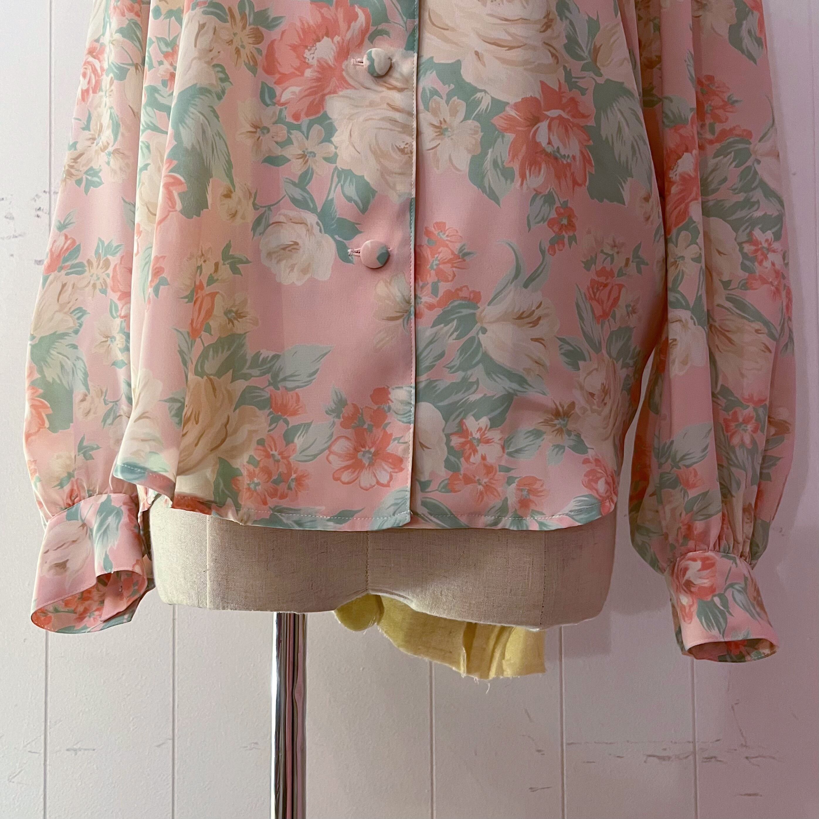 flower frill collar pink blouse