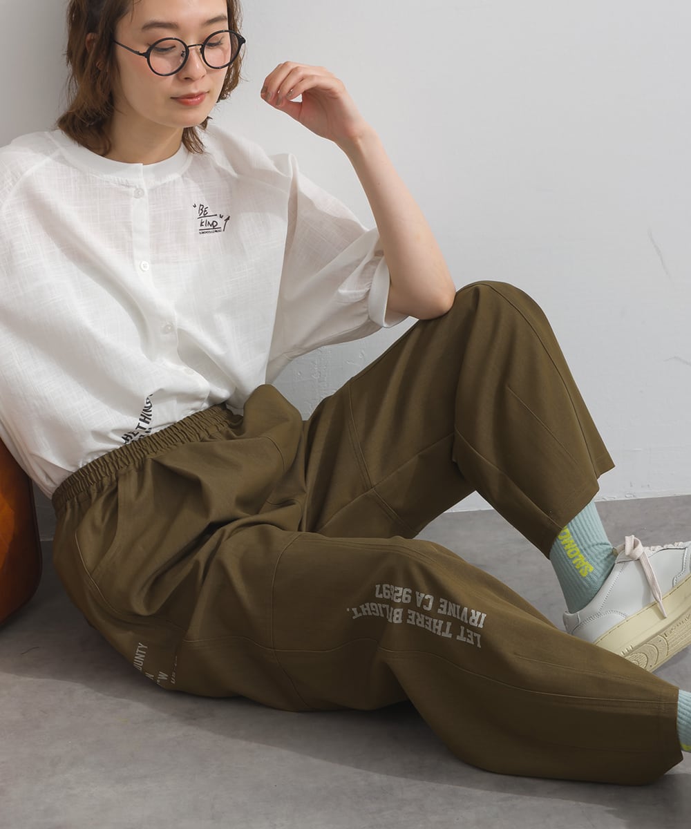 J262004 【接触冷感シリーズ】 ツイルワーク風ロゴパンツ / Cool Touch