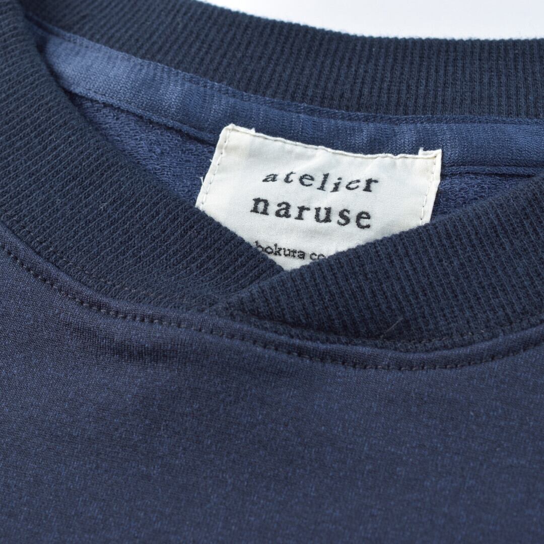 atelier naruse アトリエナルセ コットンリヨンセル裏毛半袖スウェット・ネイビー