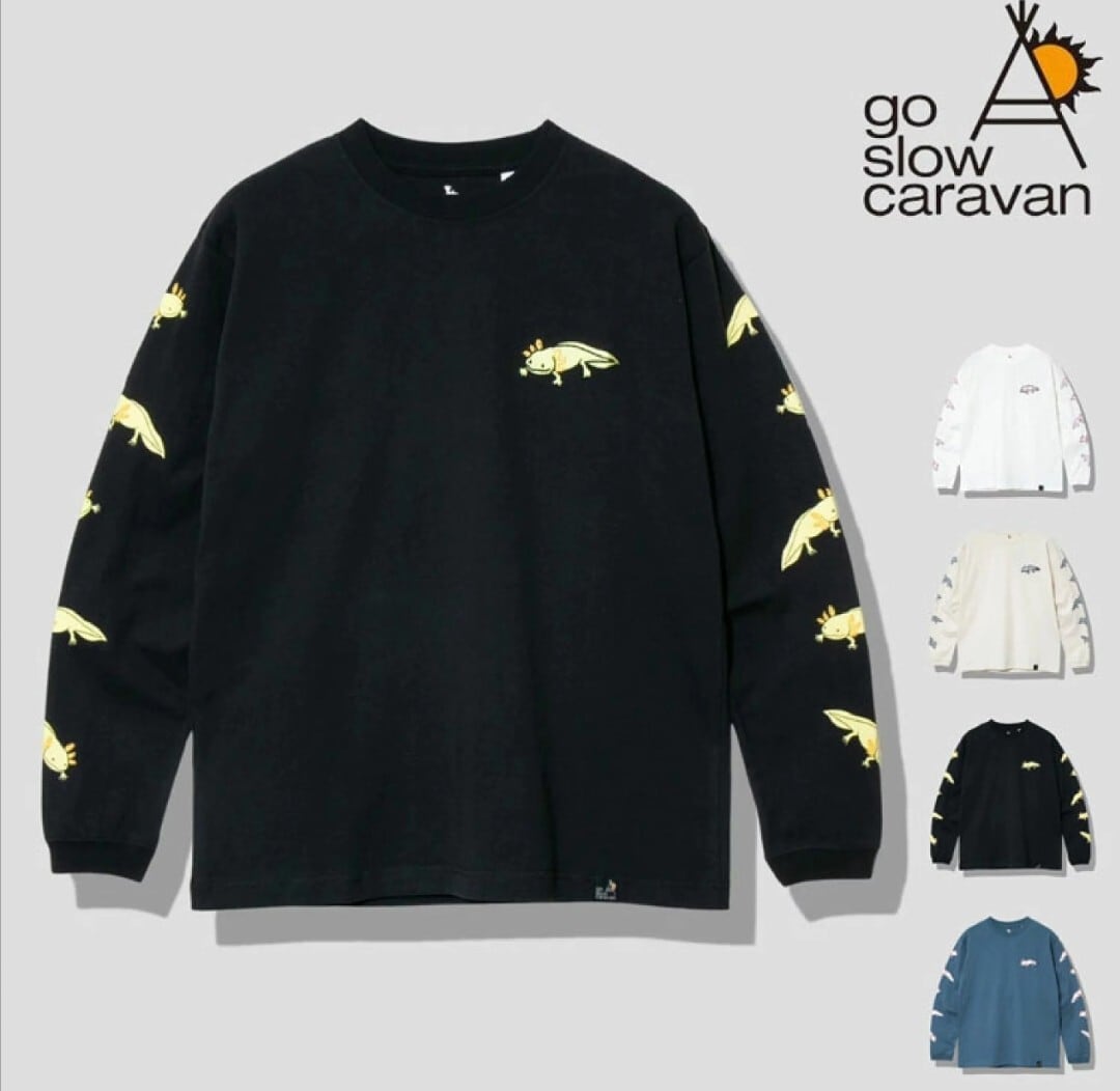 goslowcaravan ウーパールーパー ロンT（ブラック）