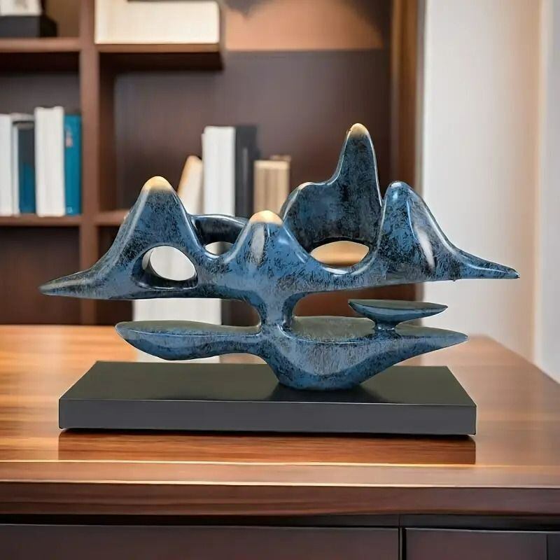 置物 オブジェ 宇宙 抽象画 樹脂 彫刻 アート装飾 ブルー ホワイト