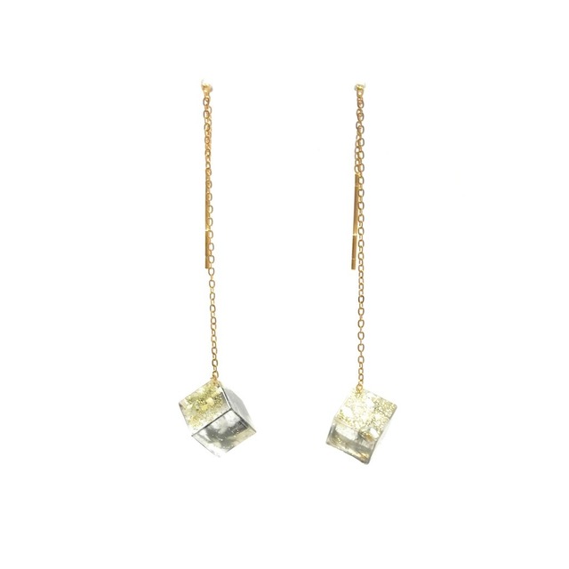 チェーンピアス シルバースクエアS・Threader Earrings - Silver Square (S)