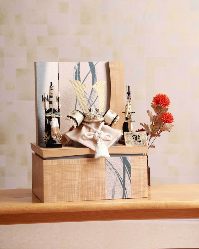 【限定商品】五月人形｜亜麻色縅満天金星兜｜小型収納｜日米首脳会談お土産シリーズ｜　　