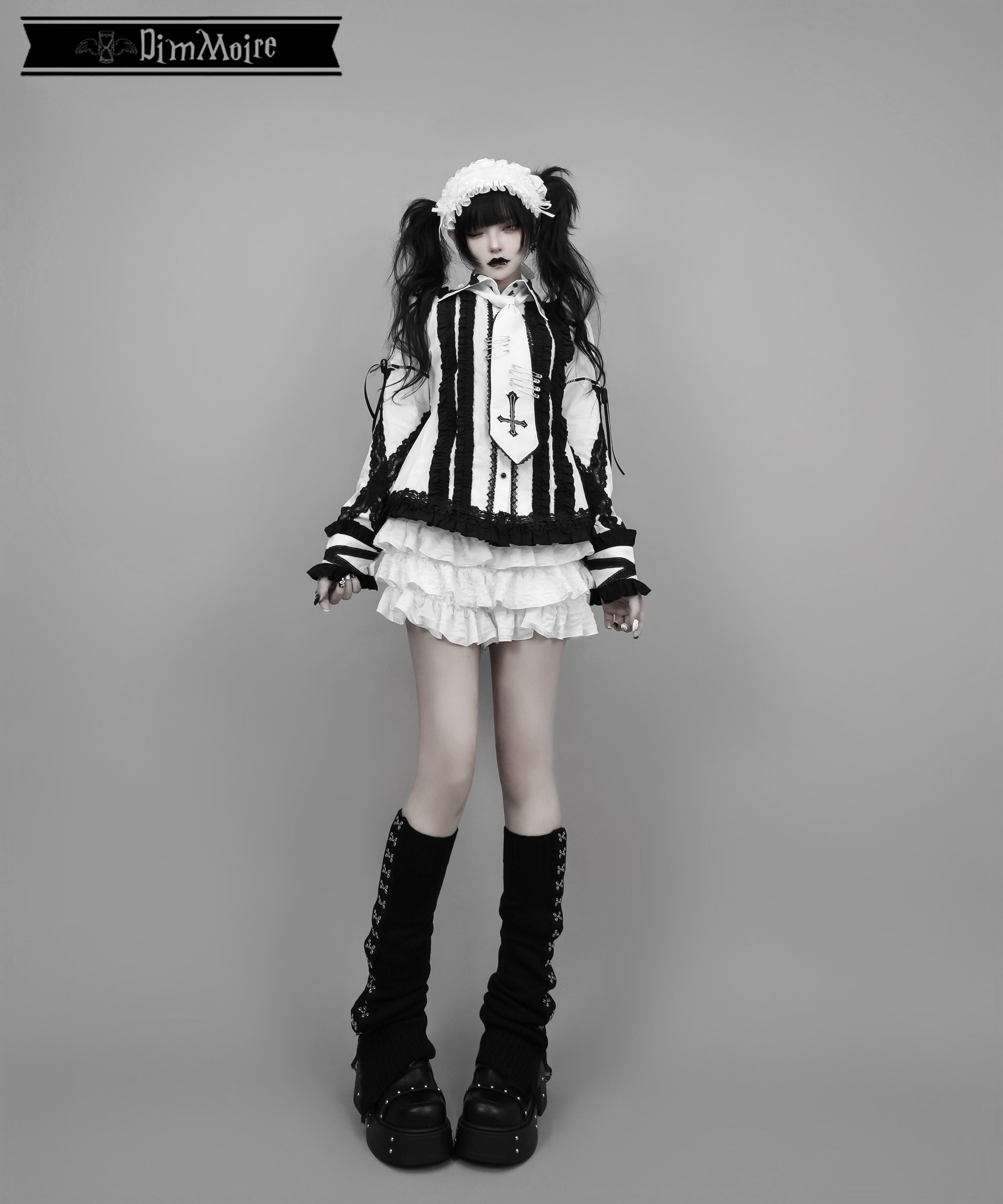 dimmoire レッグウォーマー ブラック 正規品 DimMoire 十字の誓いニーハイウォーマー【Black】 地雷系