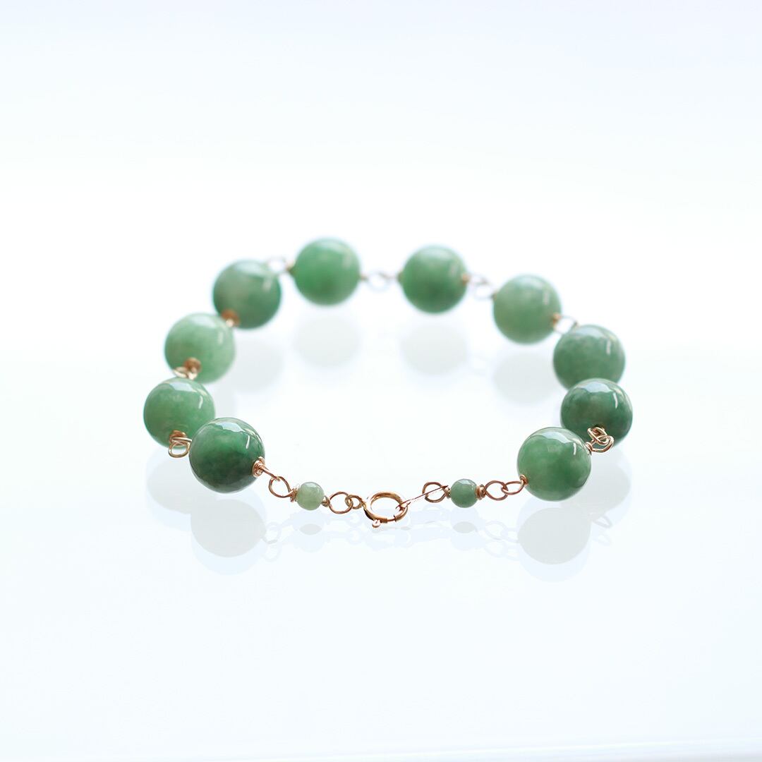 艶やかな緑 large gem 眼鏡留めブレスレット A貨翡翠 jd_br1096
