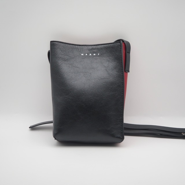MARNI バイカラー レザー ショルダーバッグ ブラック レッド マルニ