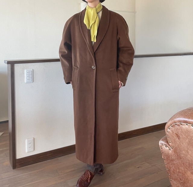 80s Camel Long Wool Coat