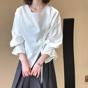 round-neck asymmetric blouse　102706