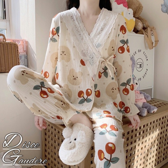 【韓国通販 dgo】cherry & bear casual room-wear two-piece （B1396）