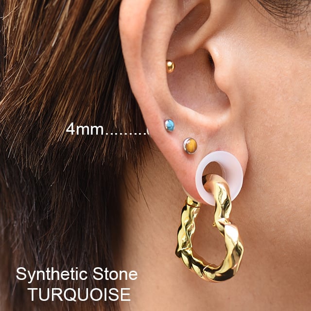 金属アレルギー対応 ターコイズ 18G 16G 14G チタンピアス インター