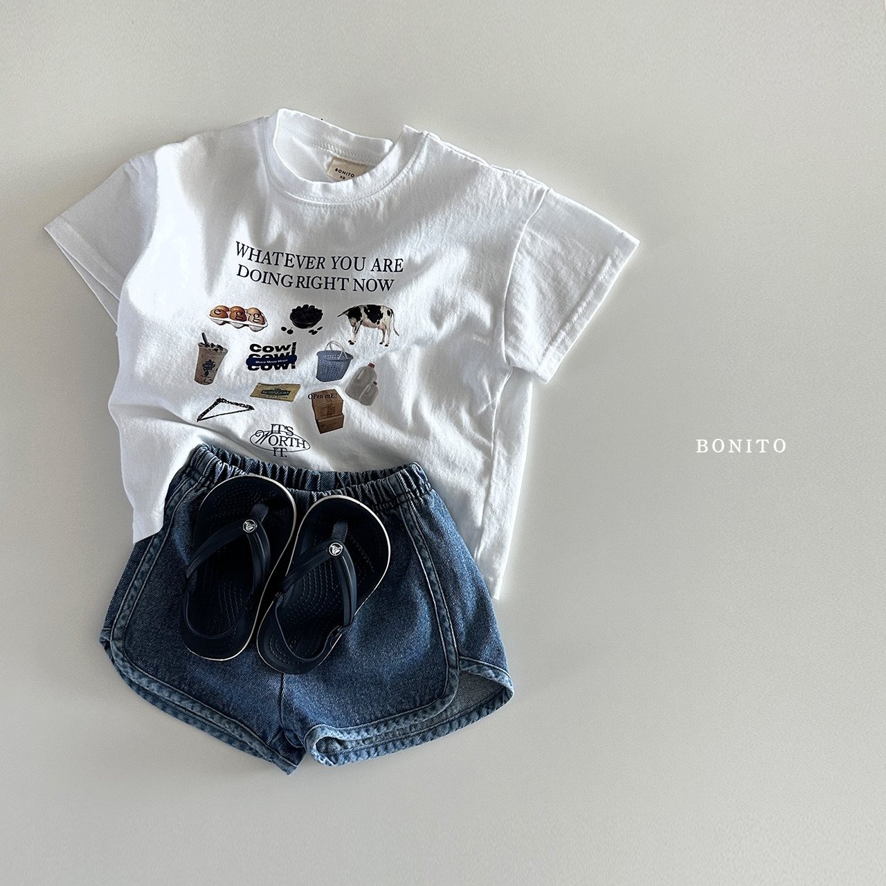 【BONITO】COW Tシャツ 80~130cm ホワイト 240514 - 5
