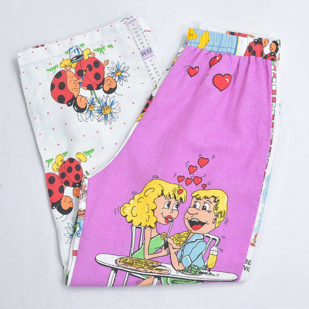 Remakeリメイク ヴィンテージ テキスタイル パッチワーク デザイン 再構築 ルーズシルエット イージーパンツ ツギハギ 古着 裏地付き レディースW69~95cm