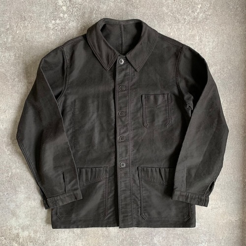 【LE MONT ST MICHEL】1940’s BLACK MOLESKINE JACKET FRENCH VINTAGE