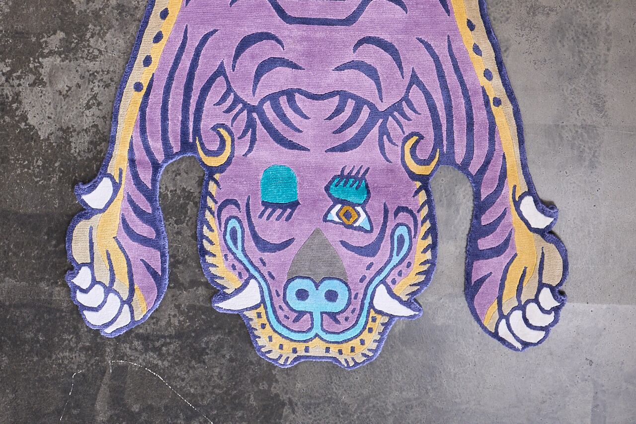 チベタンタイガーラグ Tibetan Tiger Rug 《Lサイズ•シルク•オリジナル1•パープル223