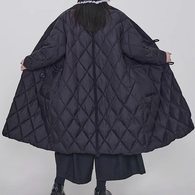 Diamond quilt long coat C0677